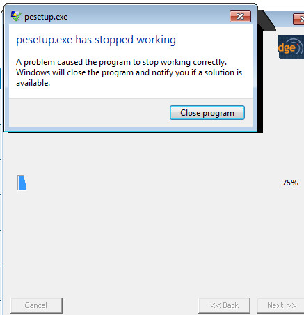 screen shot of error
