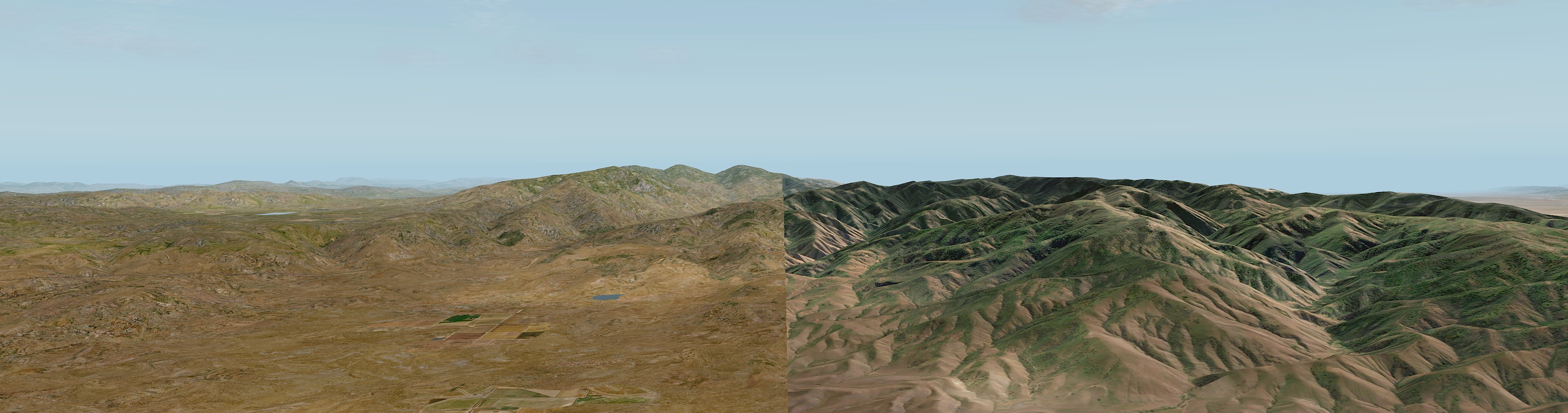 Left side of image is X plane's standard texture, right side is g2xpl at zoom level 15.