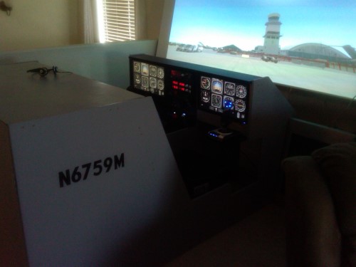 And here is the virtually-finished MK II.  She is up and running on 2 PCs only (gotta mount the 2nd projector...) and the switch panel still does not work.  I need to get the panel working, because without it I cannot switch transponder to normal mode or ident--so I cannot fly on PE yet.
